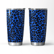 Leopard Print Pattern in Blue and Black Travel Mug