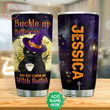 Personalized Black Cat Drinks Coffee Halloween Tumbler