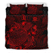 Turtle Color Red Printed Set Comforter Duvet Cover With Two Pillowcase Bedding Set