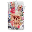 Sugar Skull With Rose Pattern Set Comforter Duvet Cover With Two Pillowcase Bedding Set