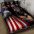 Mischievous Rottweiler Dog With Lover American Quilt Bed Set
