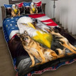 Patriotic Eagle With Intelligent German Shepherd Quilt Bed Set