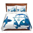 Surf Bus Hippie Printed Set Comforter Duvet Cover With Two Pillowcase Bedding Set