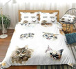 Watercolor 3D Cat Set Comforter Duvet Cover With Two Pillowcase Bedding Set