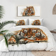 Tired Tiger Painting Set Comforter Duvet Cover With Two Pillowcase Bedding Set