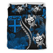 Textured Turtle Hibiscus Black And Blue Set Comforter Duvet Cover With Two Pillowcase Bedding Set