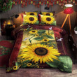 Sunflower White Butterfly Printed Set Comforter Duvet Cover With Two Pillowcase Bedding Set