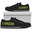 Airport Destinations Sydney To London (Black) - Low Top Canvas Shoes