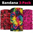 Roses (Red, Pink, Rainbow) - Bandana 3 Pack
