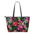 Hibiscus Small Leather Tote Bag 02 - Ah