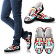 Big Pattern Fire Colors And Turquoise Men'S Slip Ons