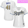 Women's Kansas City Royals #41 Danny Duffy White Home Stitched MLB Majestic 2017 Cool Base Jersey MLB- Women's