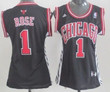 Chicago Bulls #1 Derrick Rose Black Womens Jersey Nba- Women's