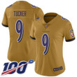 Nike Ravens #9 Justin Tucker Gold Women's Stitched Nfl Limited Inverted Legend 100Th Season Jersey Nfl- Women's