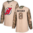 Adidas Devils #8 Will Butcher Camo Authentic 2017 Veterans Day Stitched Nhl Jersey Nhl