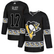 Men's Pittsburgh Penguins #17 Bryan Rust Black Team Logos Fashion Adidas Jersey Nhl