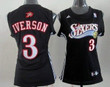 Philadelphia 76Ers #3 Allen Iverson Black Womens Jersey Nba- Women's