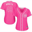 Cubs #49 Jake Arrieta Pink Fashion Women's Stitched Baseball Jersey Mlb- Women's