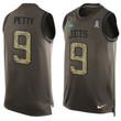 Men's New York Jets #9 Bryce Petty Green Salute To Service Hot Pressing Player Name & Number Nike Nfl Tank Top Jersey Nfl