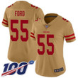 Nike 49Ers #55 Dee Ford Gold Women's Stitched Nfl Limited Inverted Legend 100Th Season Jersey Nfl- Women's
