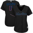 Marlins #11 Jt Realmuto Black Alternate Women's Stitched Baseball Jersey Mlb- Women's