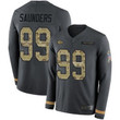 Chiefs #99 Khalen Saunders Anthracite Salute To Service Men's Stitched Football Limited Therma Long Sleeve Jersey Nfl