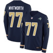 Nike Rams #77 Andrew Whitworth Navy Blue Team Color Men's Stitched Nfl Limited Therma Long Sleeve Jersey Nfl