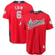 Men's National League #6 Lorenzo Cain Majestic Red 2018 Mlb All-Star Game Home Run Derby Player Jersey Mlb