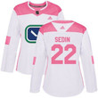 Adidas Vancouver Canucks #22 Daniel Sedin White Pink Fashion Women's Stitched Nhl Jersey Nhl- Women's