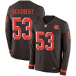 Nike Browns #53 Joe Schobert Brown Team Color Men's Stitched Nfl Limited Therma Long Sleeve Jersey Nfl