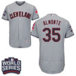 Men's Cleveland Indians #35 Abraham Almonte Gray Road 2016 World Series Patch Stitched Mlb Majestic Flex Base Jersey Mlb