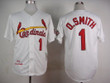 Men's St. Louis Cardinals #1 Ozzie Smith 1992 White Mitchell & Ness Throwback Jersey Mlb