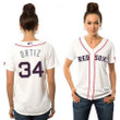 Women's Boston Red Sox #34 David Ortiz White Stars & Stripes Fashion Independence Day Stitched MLB Majestic Cool Base Jersey MLB- Women's