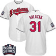 Men's Cleveland Indians #31 Danny Salazar White Home 2016 World Series Patch Stitched Mlb Majestic Cool Base Jersey Mlb