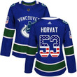 Adidas Vancouver Canucks #53 Bo Horvat Blue Home Authentic Usa Flag Women's Stitched Nhl Jersey Nhl- Women's