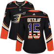 Adidas Anaheim Ducks #15 Ryan Getzlaf Black Home Authentic USA Flag Women's Stitched NHL Jersey NHL- Women's