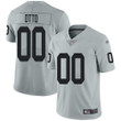Men's Limited #00 Jim Otto Silver Jersey Inverted Legend Football Oakland Raiders Nfl