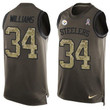 Men's Pittsburgh Steelers #34 Deangelo Williams Green Salute To Service Hot Pressing Player Name & Number Nike Nfl Tank Top Jersey Nfl