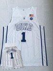 Duke Blue Devils 1 Zion Williamson White College Basketball Jersey Nba