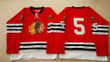 Chicago Blackhawks #5 David Rundblad 1960-61 Red Vintage Jersey Nhl