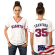 Women's San Francisco Giants #35 Brandon Crawford White Stars & Stripes Fashion Independence Day Stitched Mlb Majestic Cool Base Jersey Mlb- Women's