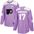 Adidas Flyers #17 Wayne Simmonds Purple Fights Cancer Stitched Nhl Jersey Nhl