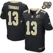Men's New Orleans Saints #13 Michael Thomas Black 50Th Season Patch Stitched Nfl Nike Elite Jersey Nfl