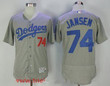 Men's Los Angeles Dodgers #74 Kenley Jansen Gray Stitched Mlb Majestic Flex Base Jersey Mlb