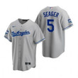 Men�S Los Angeles Dodgers #5 Corey Seager Mvp Gray 2020 World Series Champions Road Replica Jersey Mlb