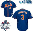 New York Mets Authentic #3 Curtis Granderson Blue With Orange 2015 World Series Patch Jersey Mlb
