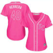 Royals #40 Kelvin Herrera Pink Fashion Women's Stitched Baseball Jersey Mlb- Women's