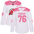 Devils #76 P. K. Subban White Pink Fashion Women's Stitched Hockey Jersey Nhl- Women's