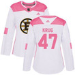 Adidas Boston Bruins #47 Torey Krug White Pink Fashion Women's Stitched Nhl Jersey Nhl- Women's