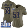 #58 Limited Cory Littleton Olive Nike Nfl Women's Jersey Los Angeles Rams 2017 Salute To Service Super Bowl Liii Bound Nfl